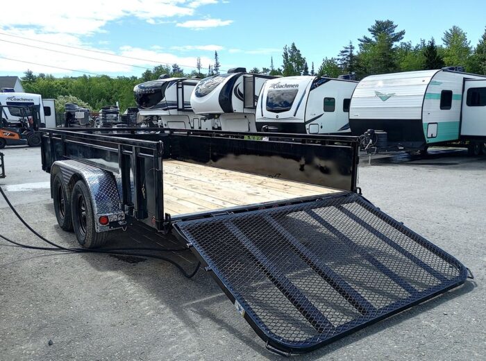 2024 PJ Trailers 7x14 7K Powder Coated Open Utility w/Rear Ramp Gate, Solid Metal Side Walls - Image 5