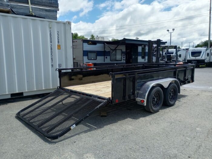 2024 PJ Trailers 7x14 7K Powder Coated Open Utility w/Rear Ramp Gate, Solid Metal Side Walls - Image 8