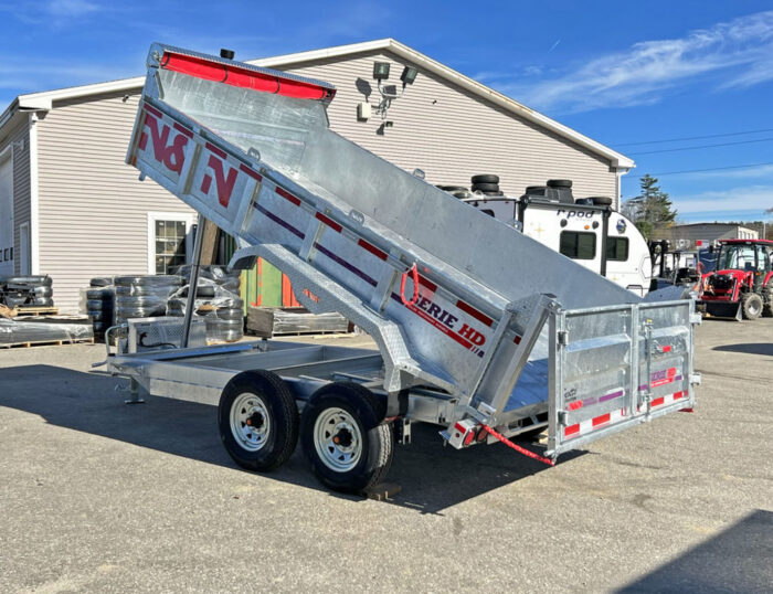 2024 N&N Trailers 7x14 14K Galvanized Hydraulic Dump w/Ramps, 2-Way Spreader Gate, Tarp Kit