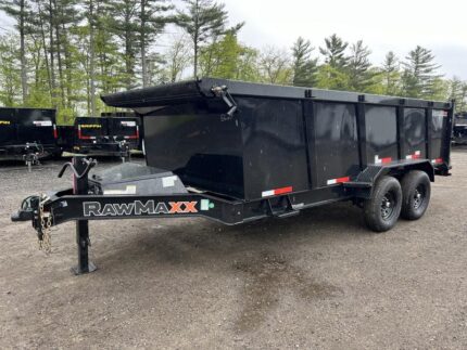 2024 RawMaxx Trailers 7X16 14K Powder Coated Dump w/ Tarp Kit