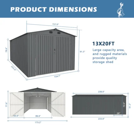 Metal Storage Shed 13×20